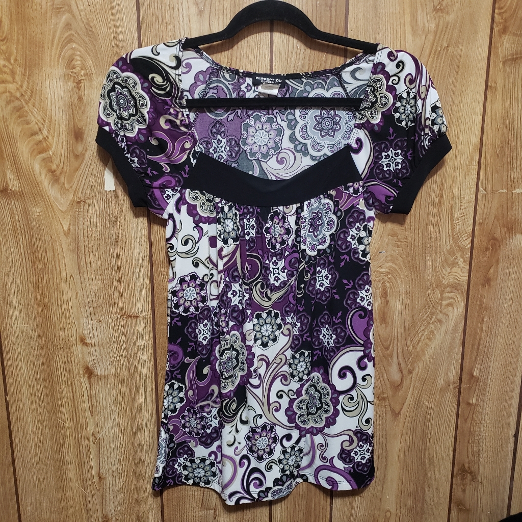 Boho Swingy Top Women’s Small Square Neckline Puffed Sleeve Slinky Knit Fairy